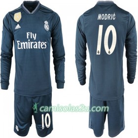 Camisolas de Futebol Real Madrid MODRIC 10 Criança Equipamento Alternativa 2018/19 Manga Comprida